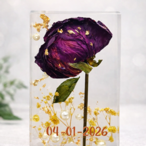 Single Rose Flower Preservation In Resin Art